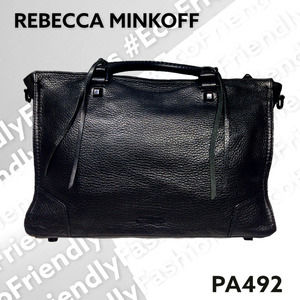 REBECCA MINKOFF Regan Pebbled Leather Satchel in Black